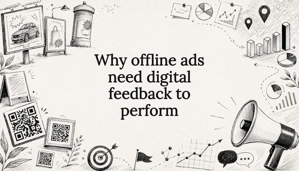 Decorative title card illustration for offline and digital ads synergy