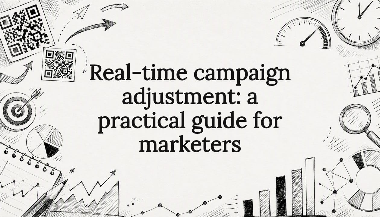 Decorative title card with marketing and real-time data sketches