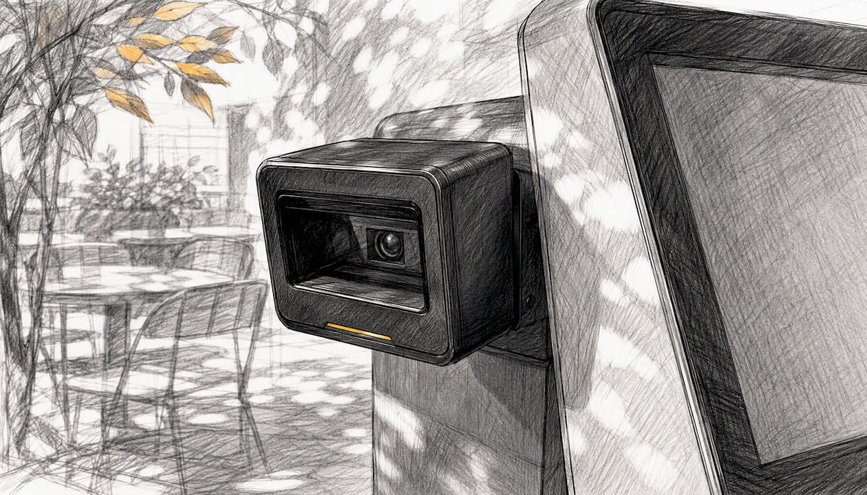 Close-up of dedicated kiosk 2D barcode scanner