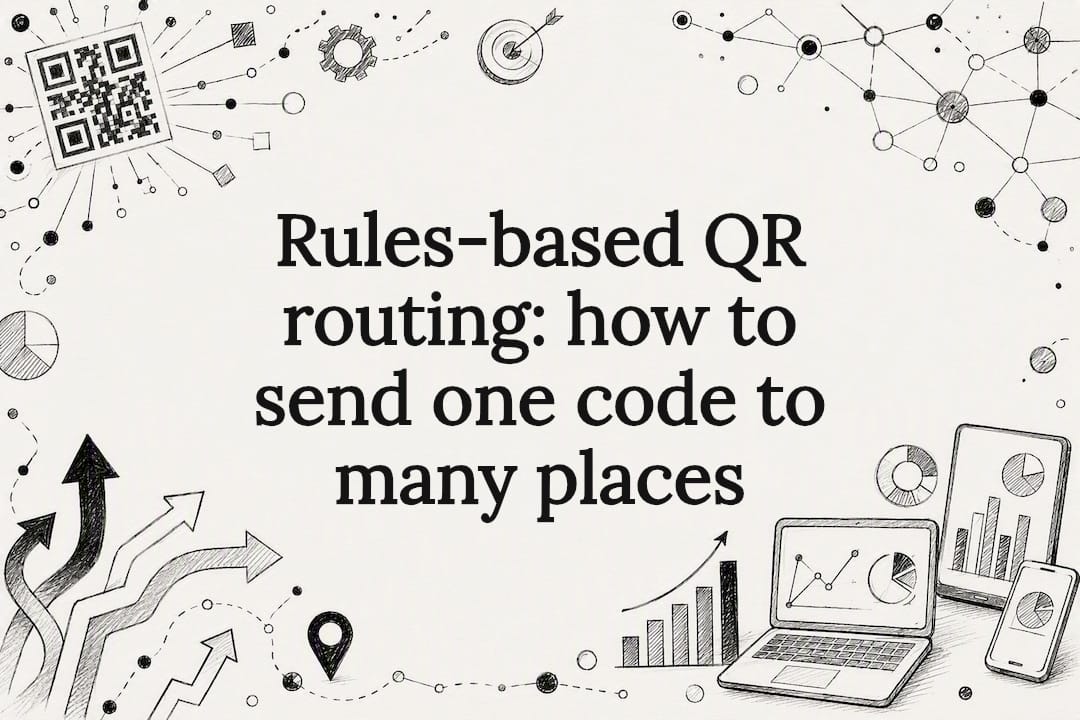 Decorative title card illustration for rules-based QR routing article