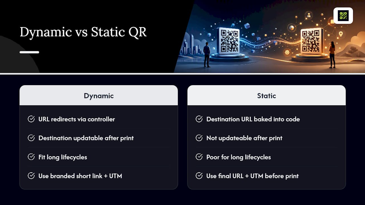 Comparison chart of dynamic and static QR codes
