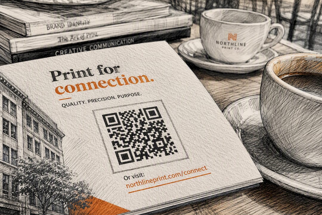 Printed QR code with fallback URL label
