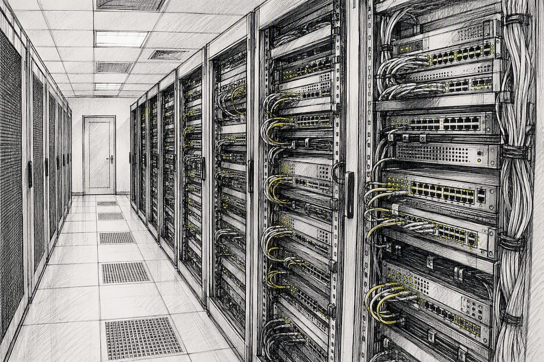 Modern server racks in data center