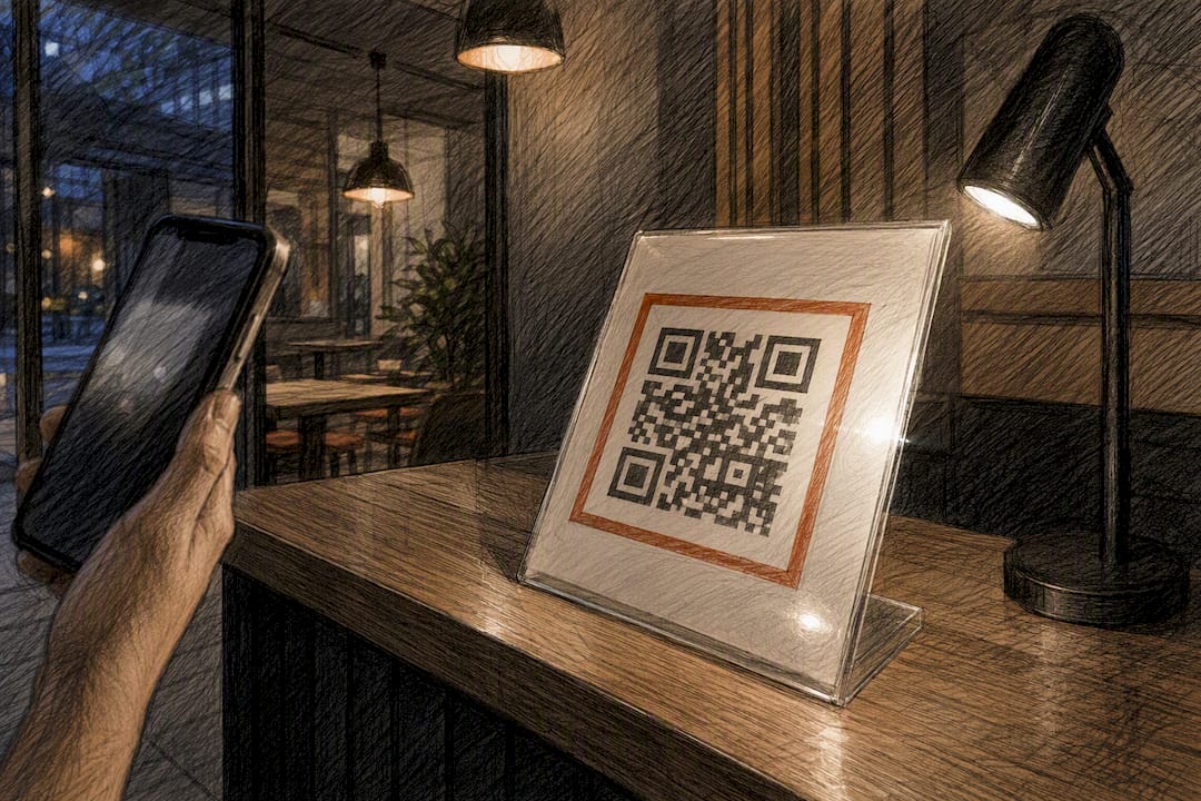 Printed QR code tested in dim restaurant light