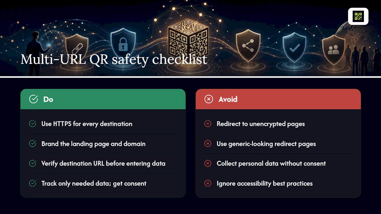 Are multi-URL QR codes safe and private to use? — overview diagram