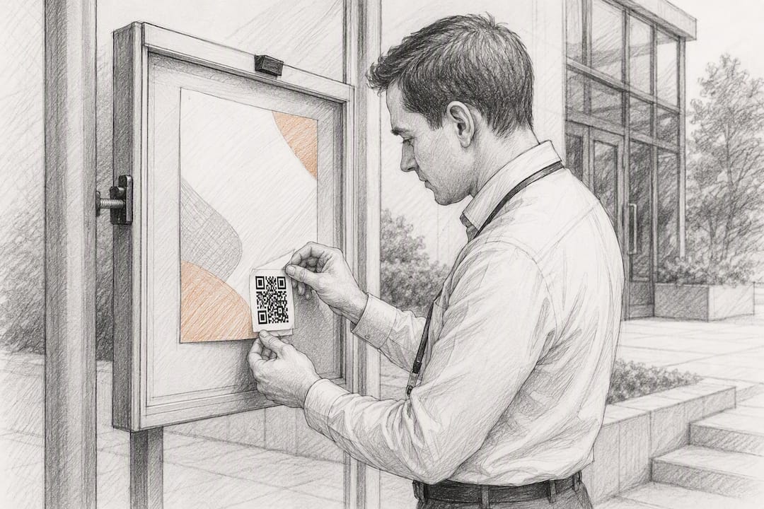 Hands inspecting QR sticker for tampering