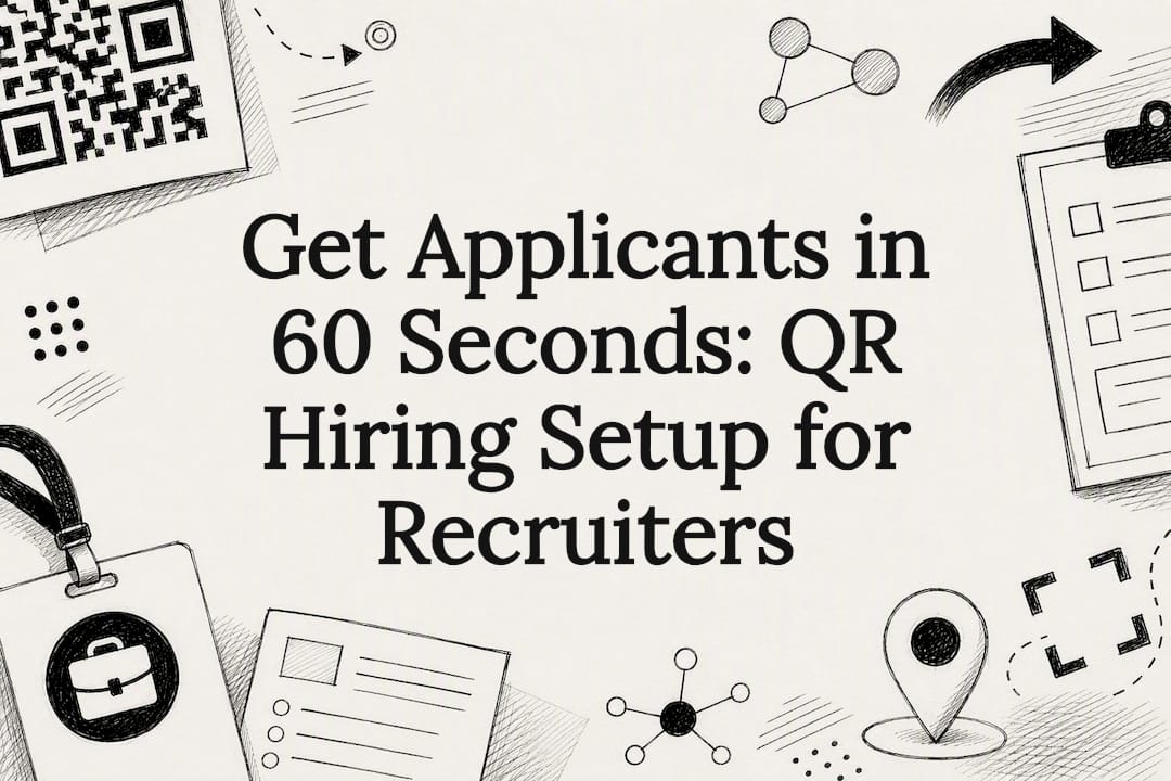 Decorative QR hiring title card illustration