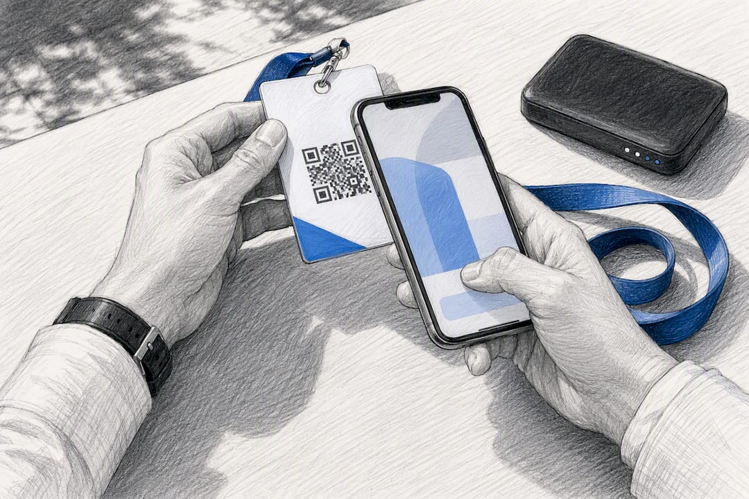Hands testing a printed QR code scan