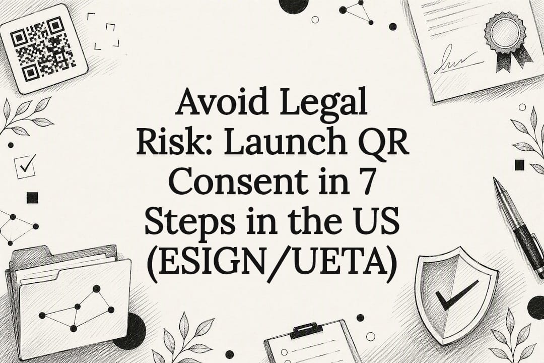 Decorative QR consent compliance title card
