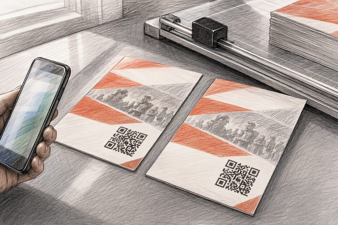 Printed flyer QR code being tested