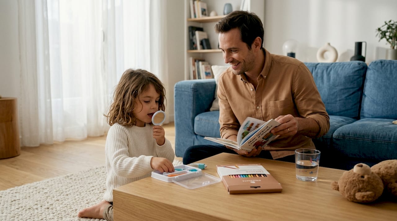 Moment ludique autour des soins dentaires à la maison avec son enfant