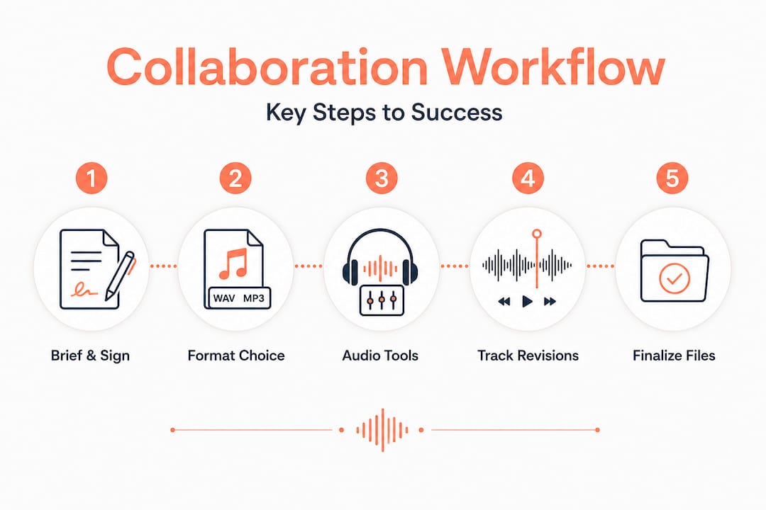Infographic showing music collaboration process steps