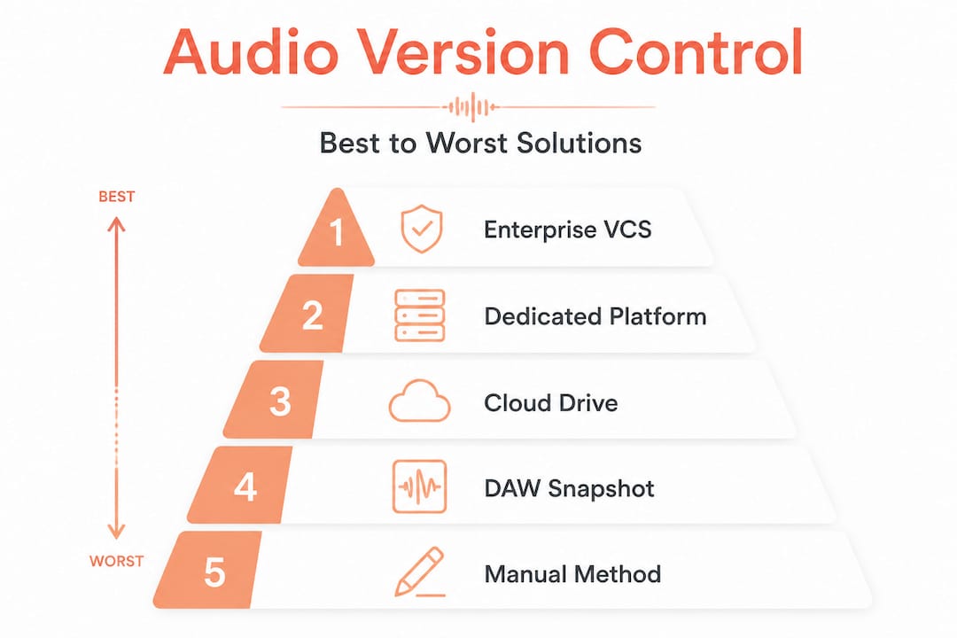 Hierarchical infographic of audio version control