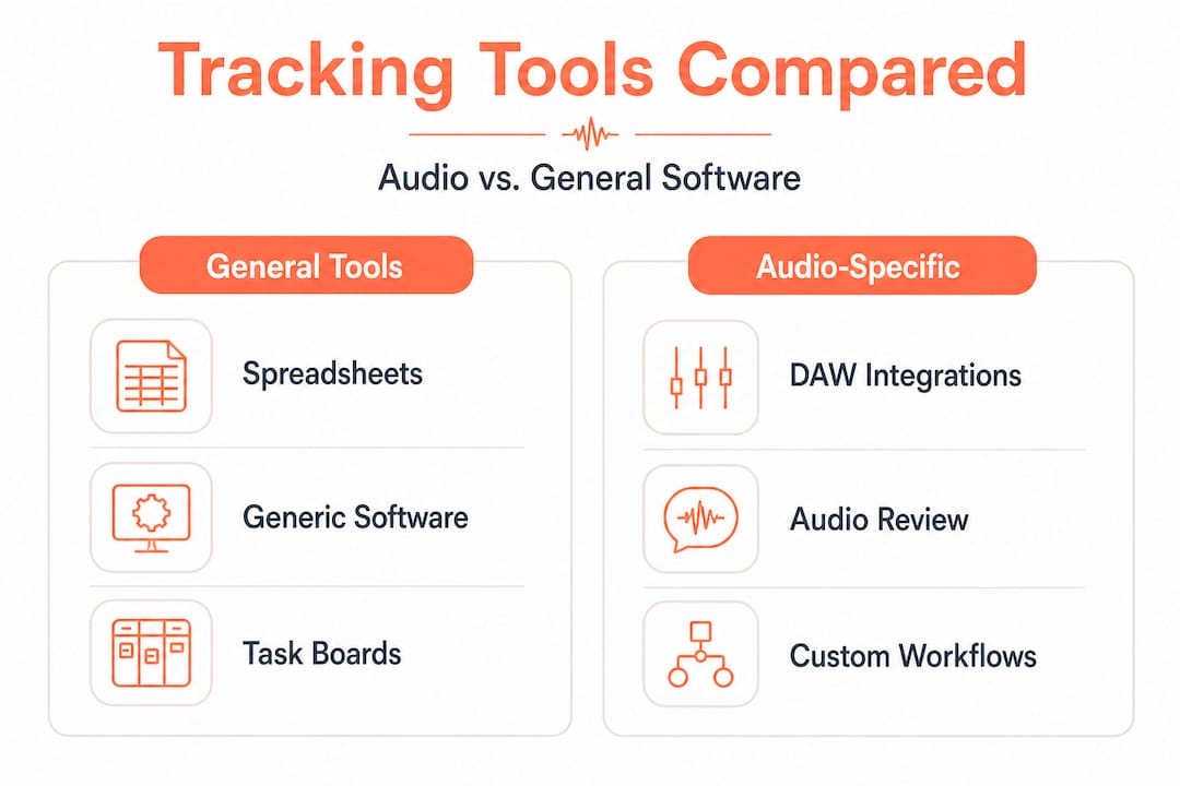 Infographic comparing audio and general tracking tools