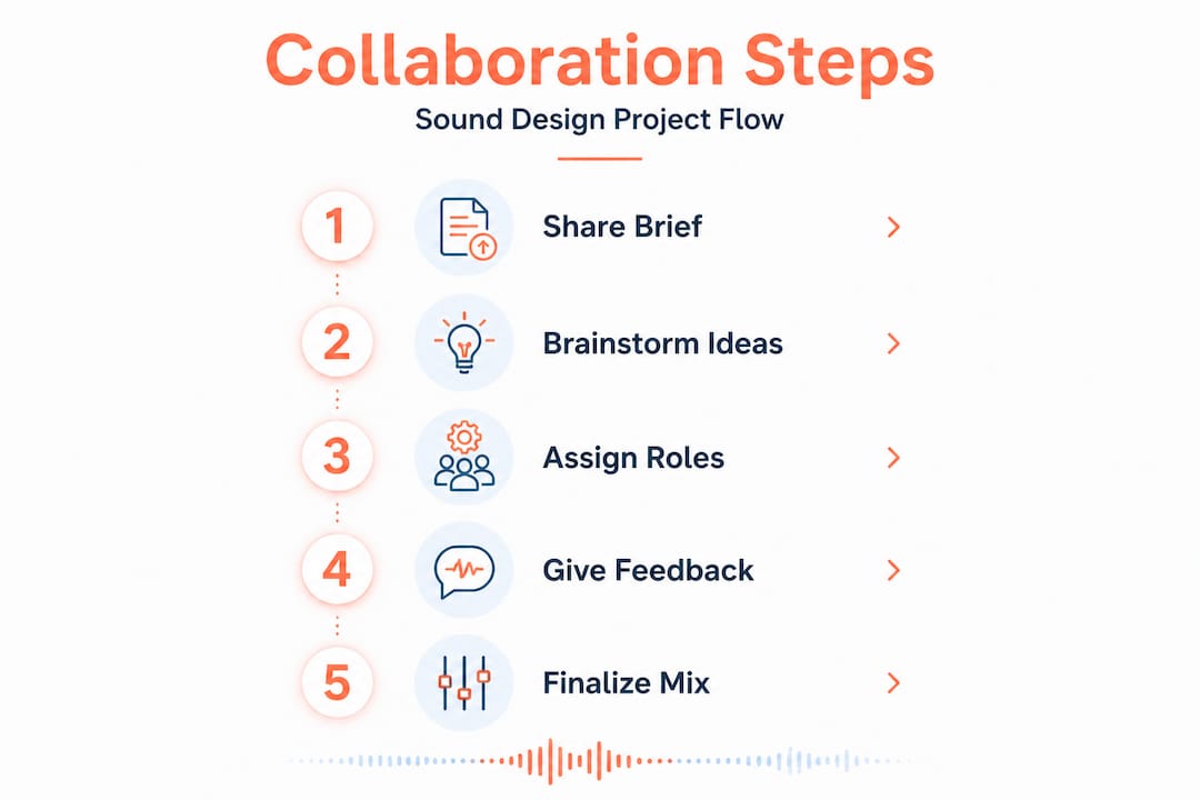 Infographic of sound design teamwork steps