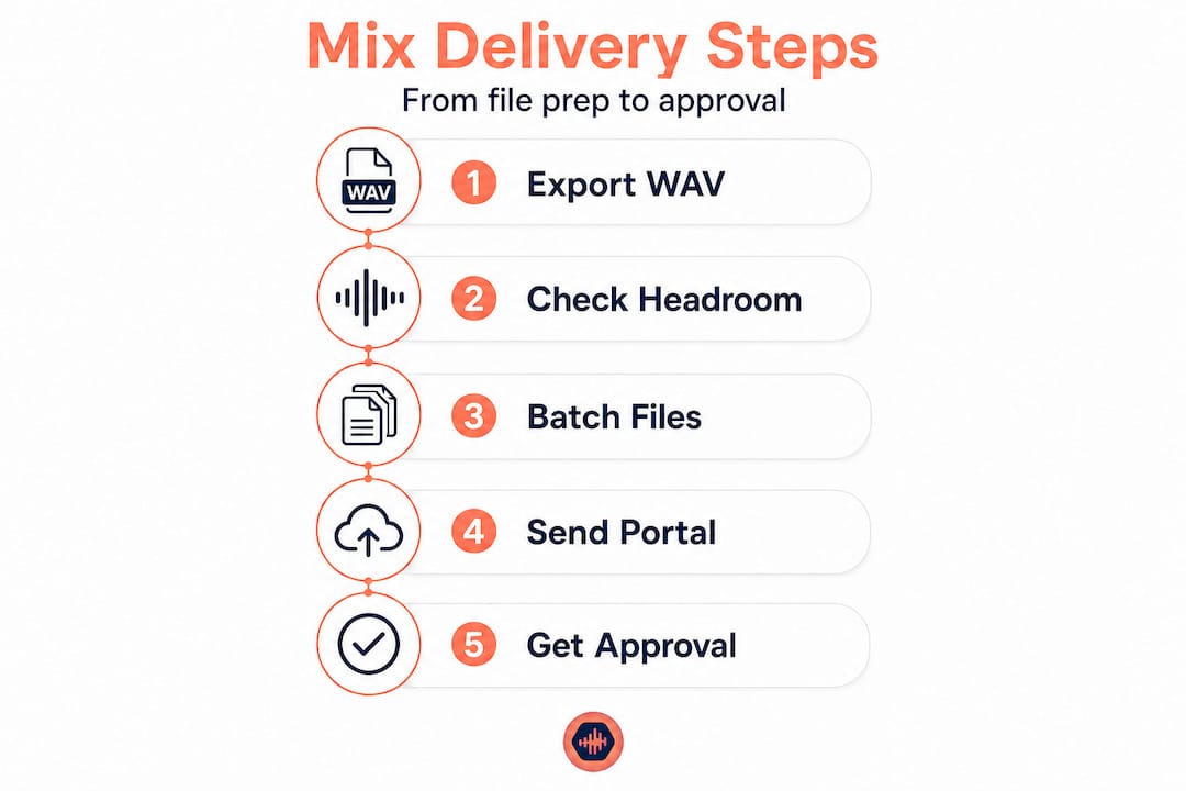 Infographic showing mix delivery workflow steps