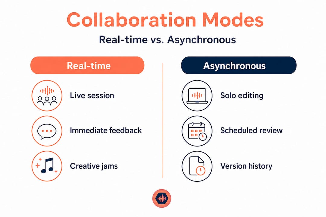 Infographic comparing real-time and asynchronous audio collaboration