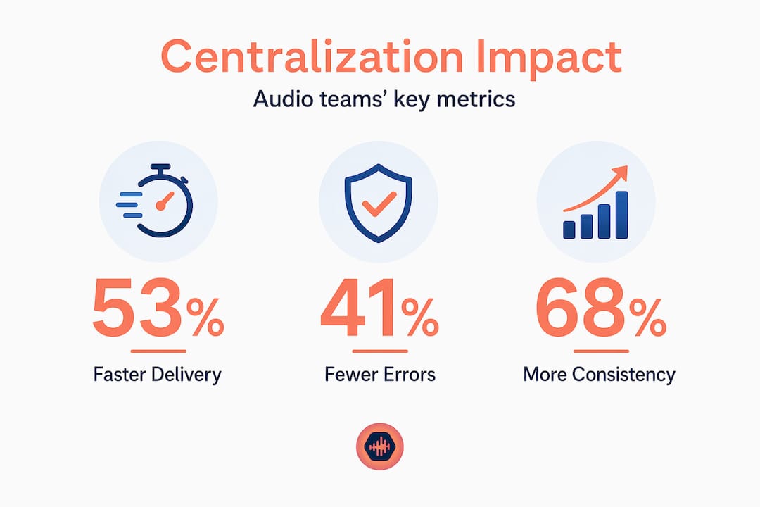 Infographic shows centralization stats for audio teams
