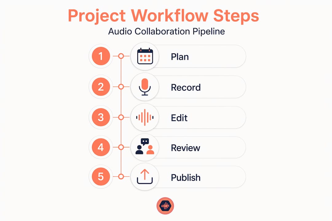 Infographic showing audio project workflow steps