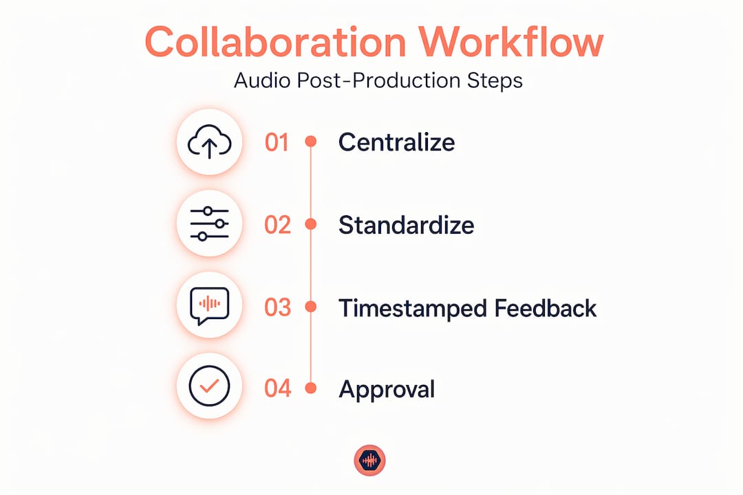Infographic showing post-production collaboration steps