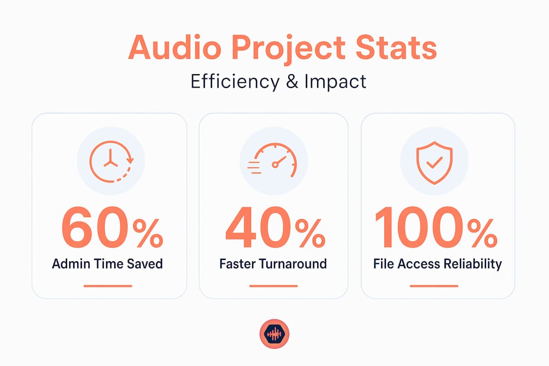 Infographic showing key audio workflow statistics