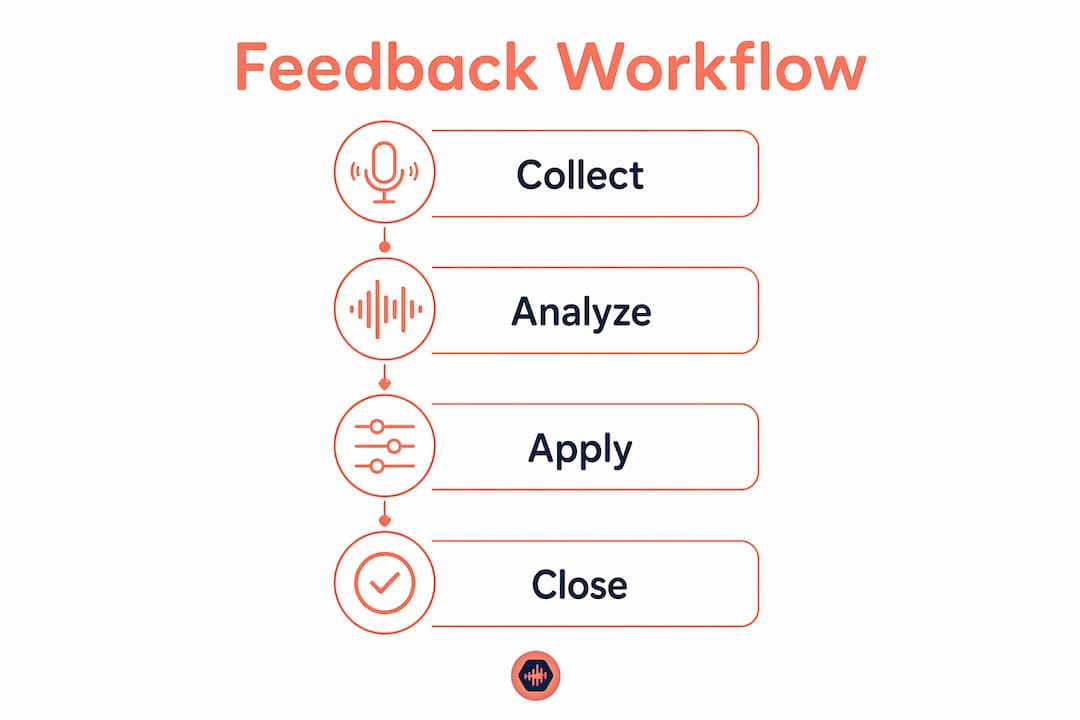 Infographic depicting four stages of feedback workflow