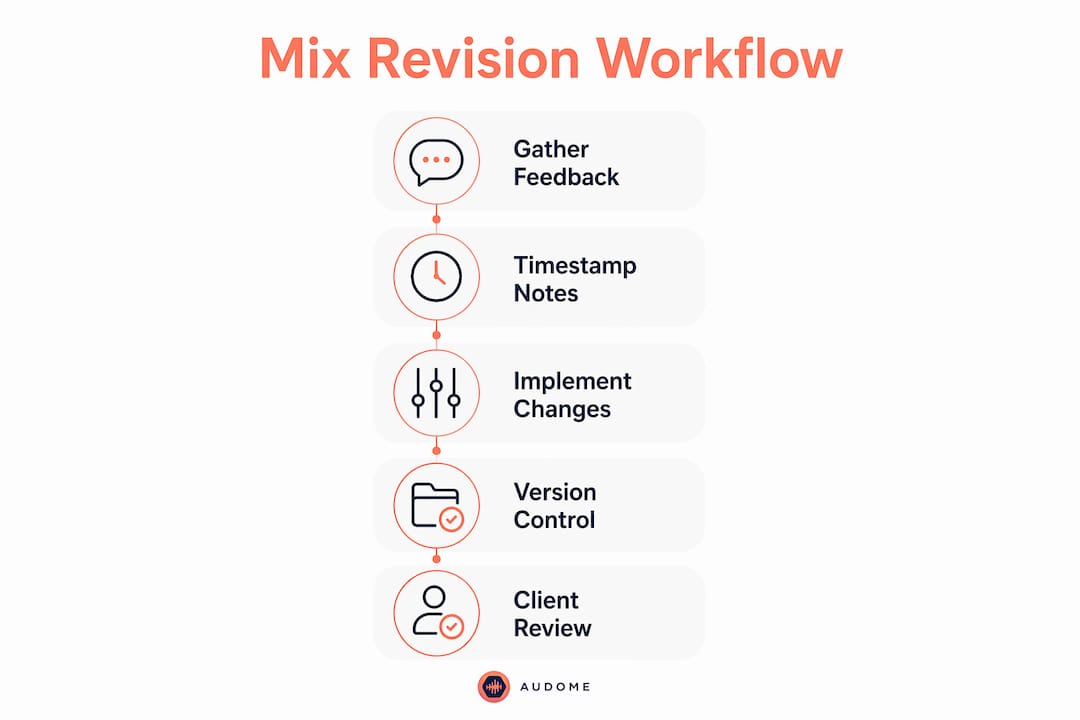 Infographic showing mix revision workflow steps