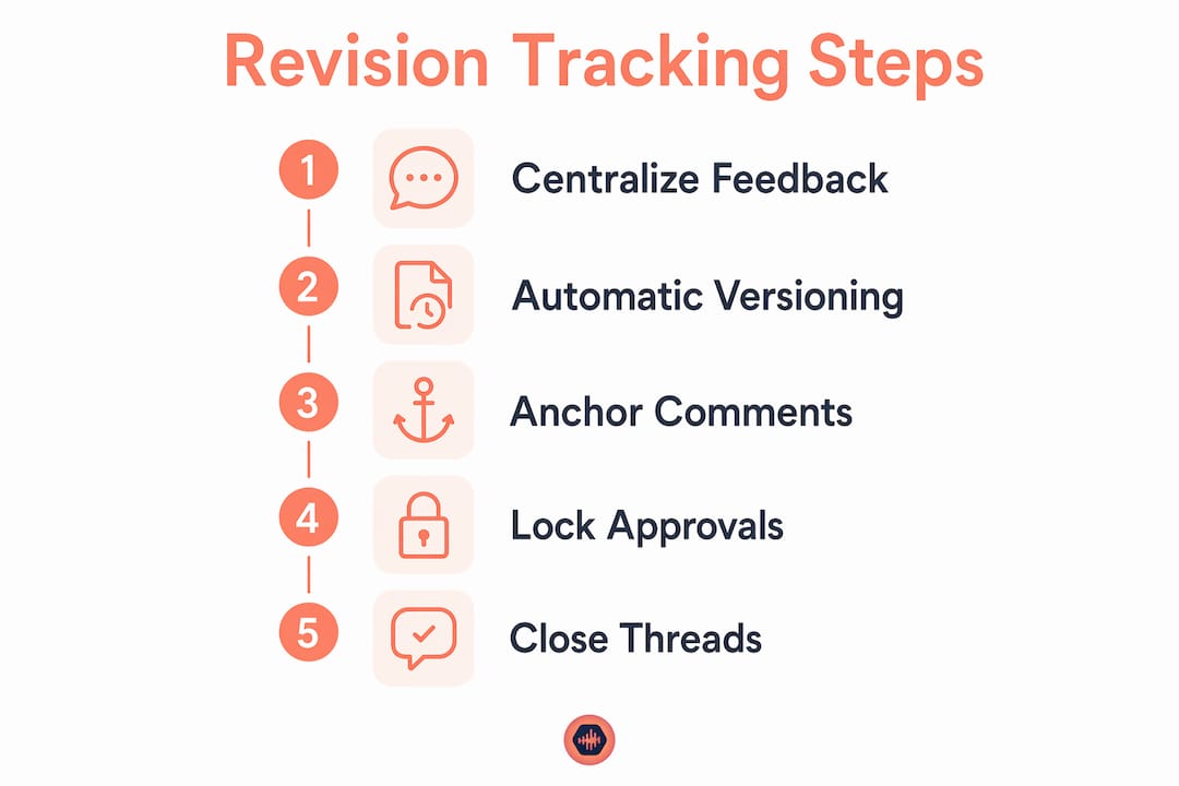 Infographic illustrating steps for revision tracking