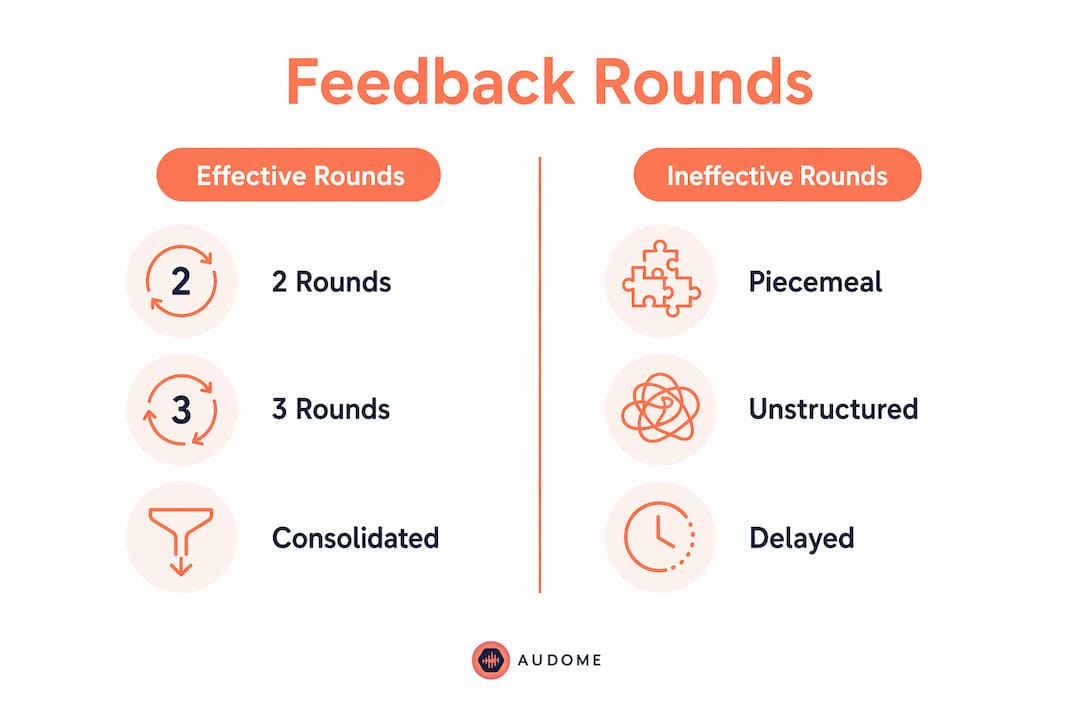 Infographic comparing effective and ineffective feedback rounds
