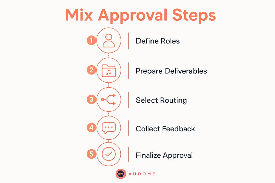 Infographic illustrating mix approval process steps