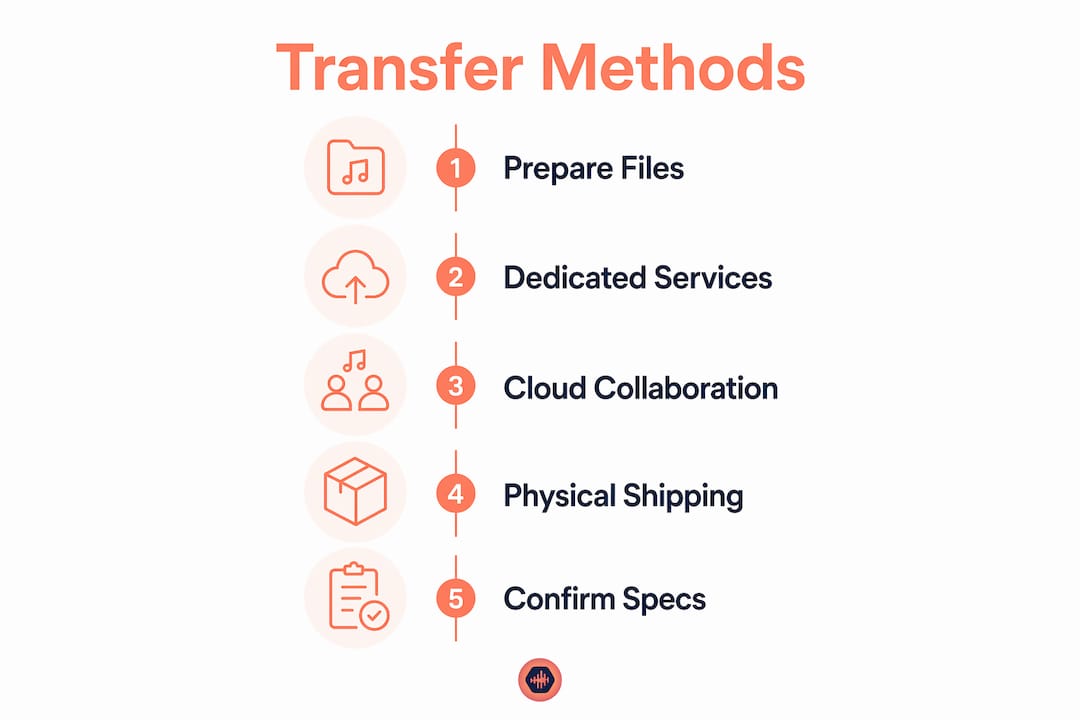 Infographic of stepwise audio file transfer methods