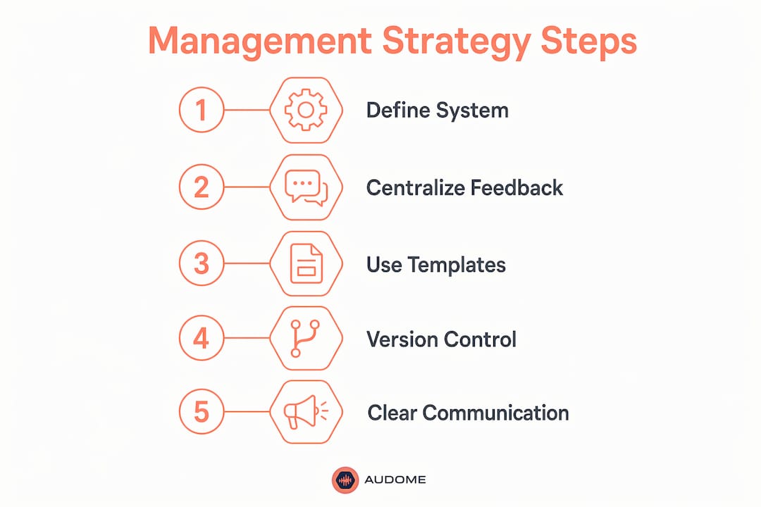 Infographic showing audio project management steps