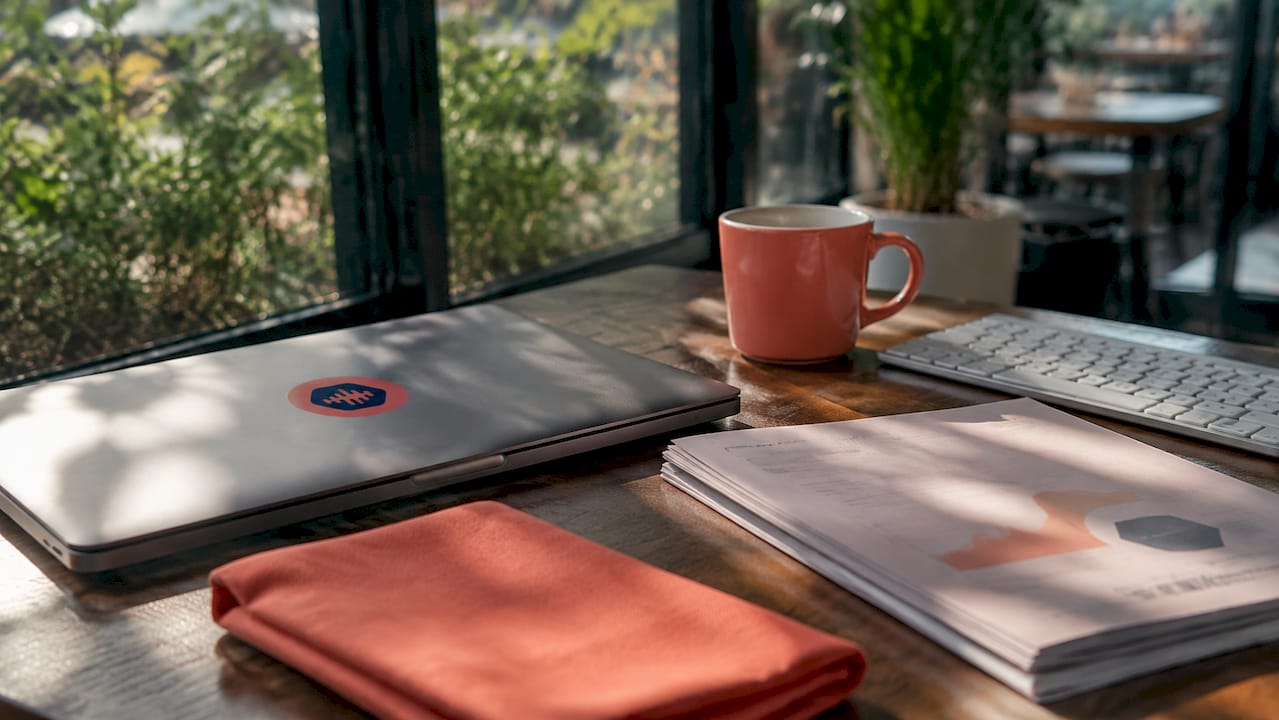 Office desk with support tickets and phone handset