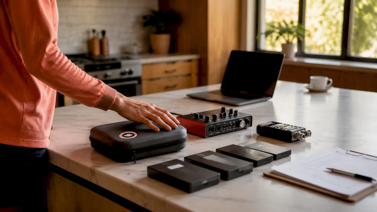 Organized audio file delivery gear overhead