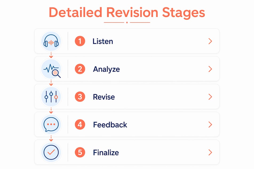 Infographic illustrating detailed revision stages