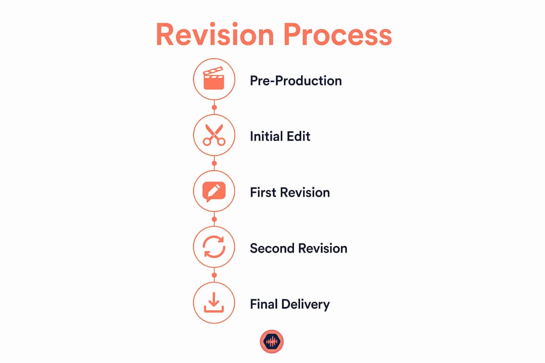 Infographic illustrating podcast editing revision steps