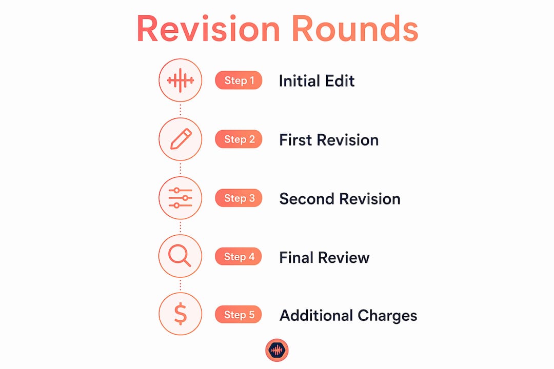 Infographic illustrating standard vocal editing revision rounds