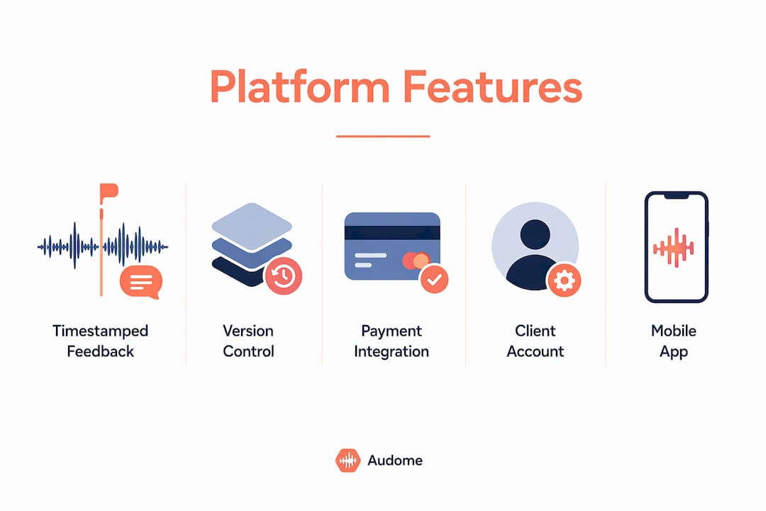 Infographic comparing key features of audio collaboration platforms