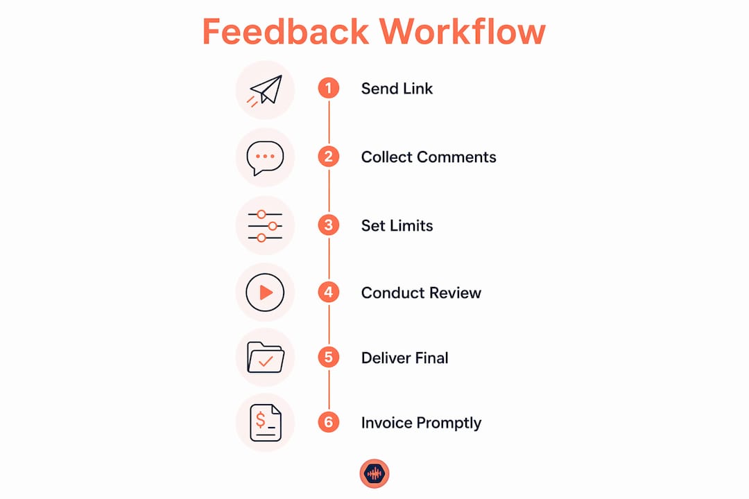 Infographic illustrating client feedback workflow steps