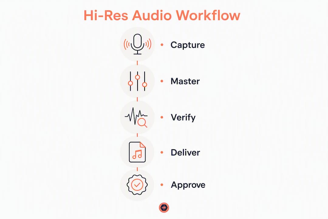 Infographic depicting hi-res audio workflow steps
