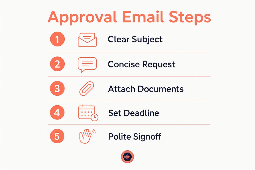 Infographic illustrating the steps for writing approval emails