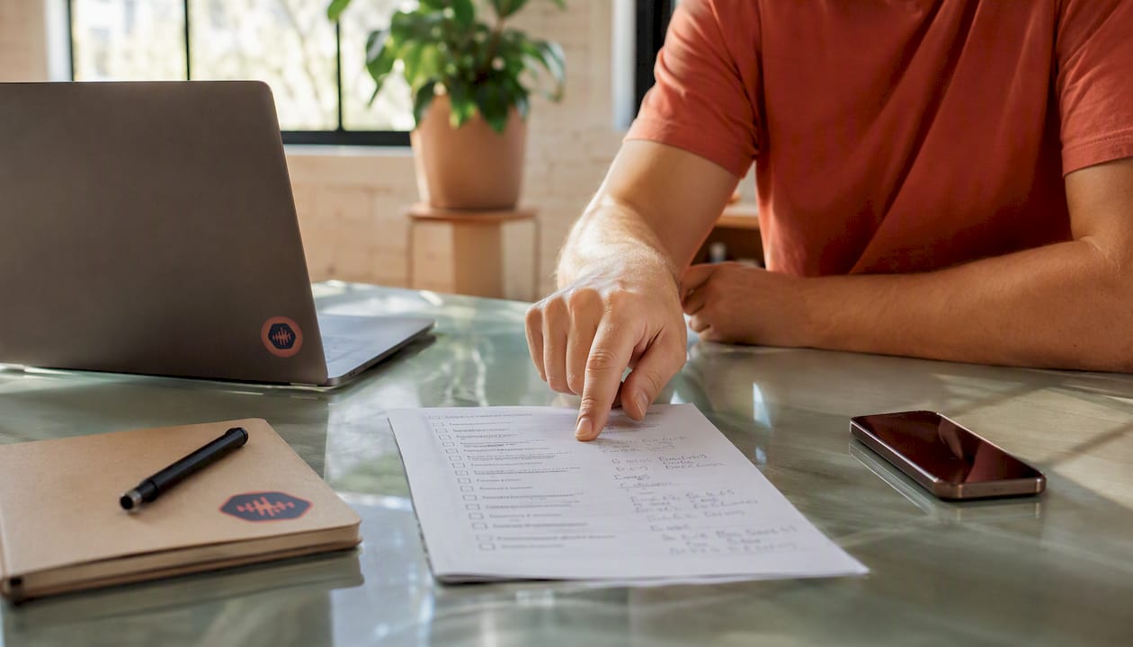 Over-shoulder view checking project handover validation checklist