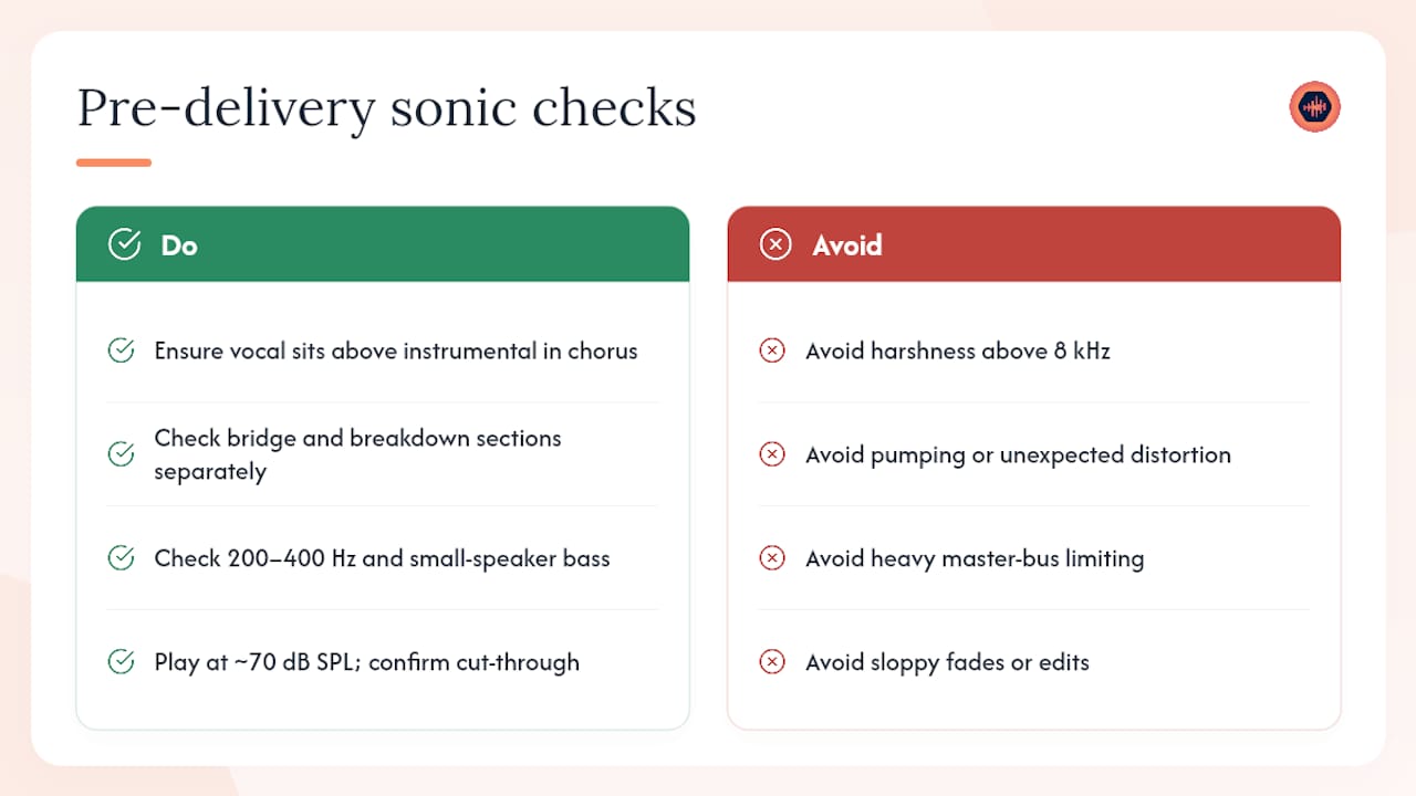 Sonic checks: what to confirm before you send — overview diagram