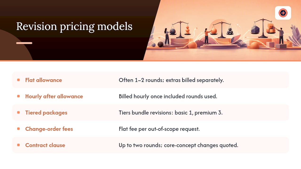 Diagram comparing four revision pricing models