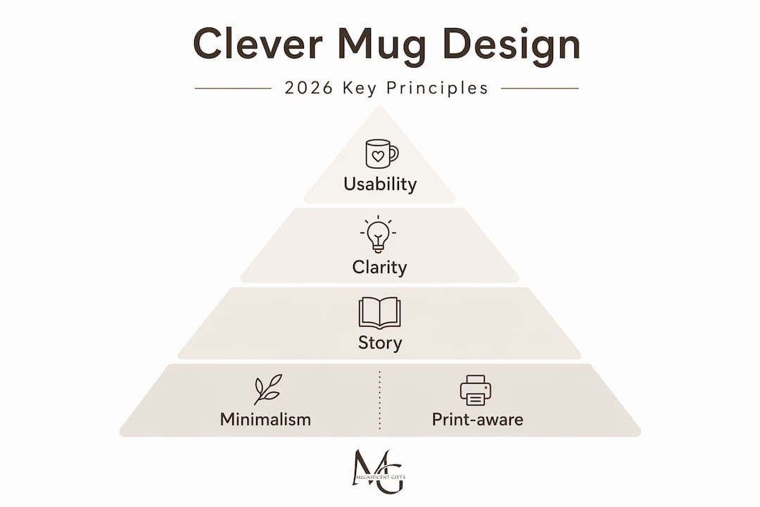 Hierarchy infographic on effective mug design principles