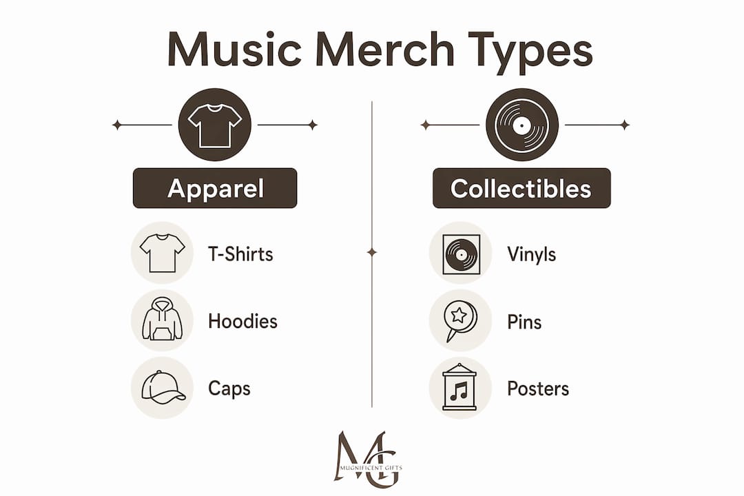 Infographic showing music merchandise categories