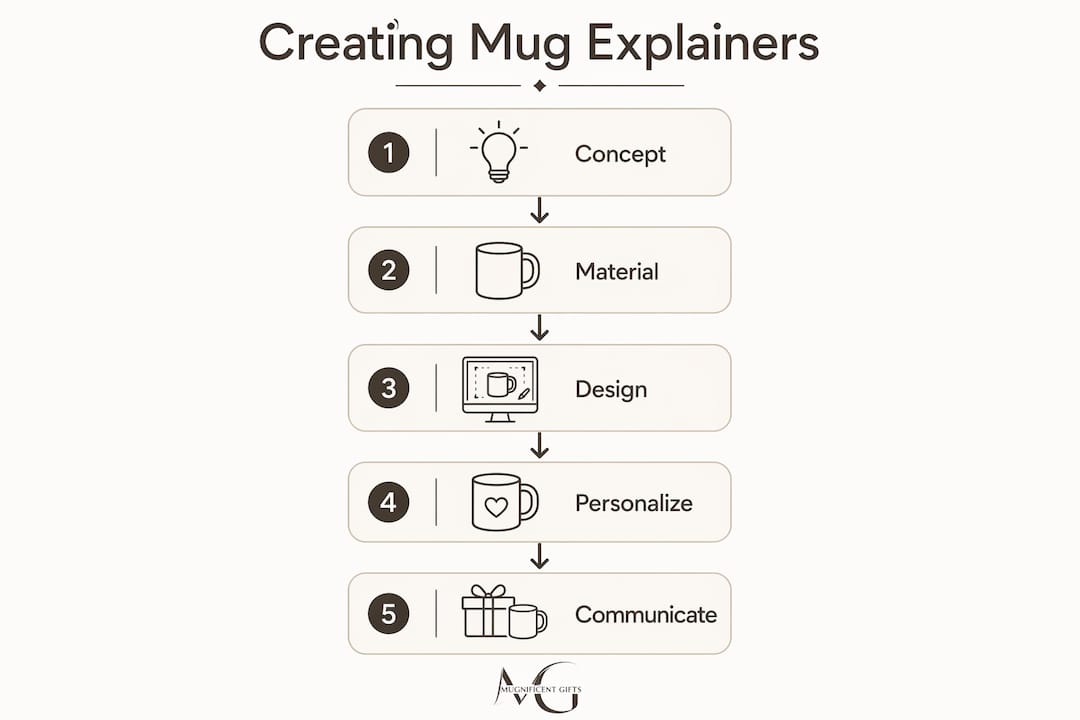 Infographic illustrating mug explainer creation steps