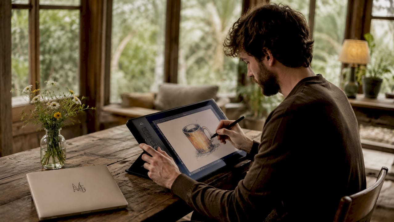 Hands adjusting device settings for personalised design