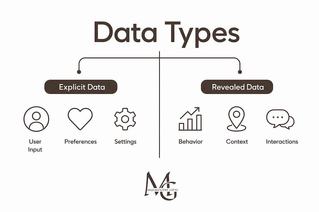 Infographic comparing explicit and revealed data types