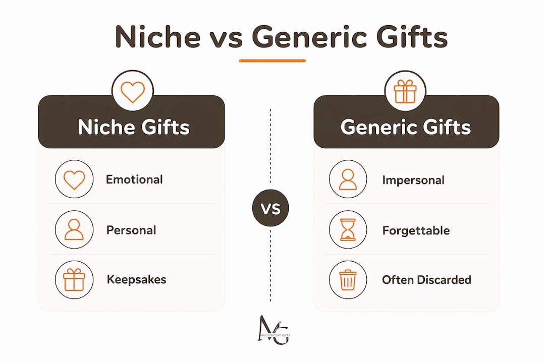 Infographic comparing niche and generic gifts
